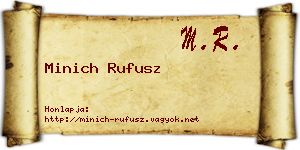Minich Rufusz névjegykártya